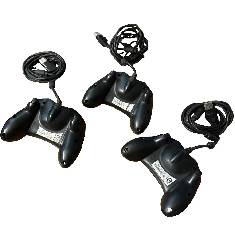 Lot Of 3 Original Microsoft Xbox Black S Type Controller w/ Breakaway Cable